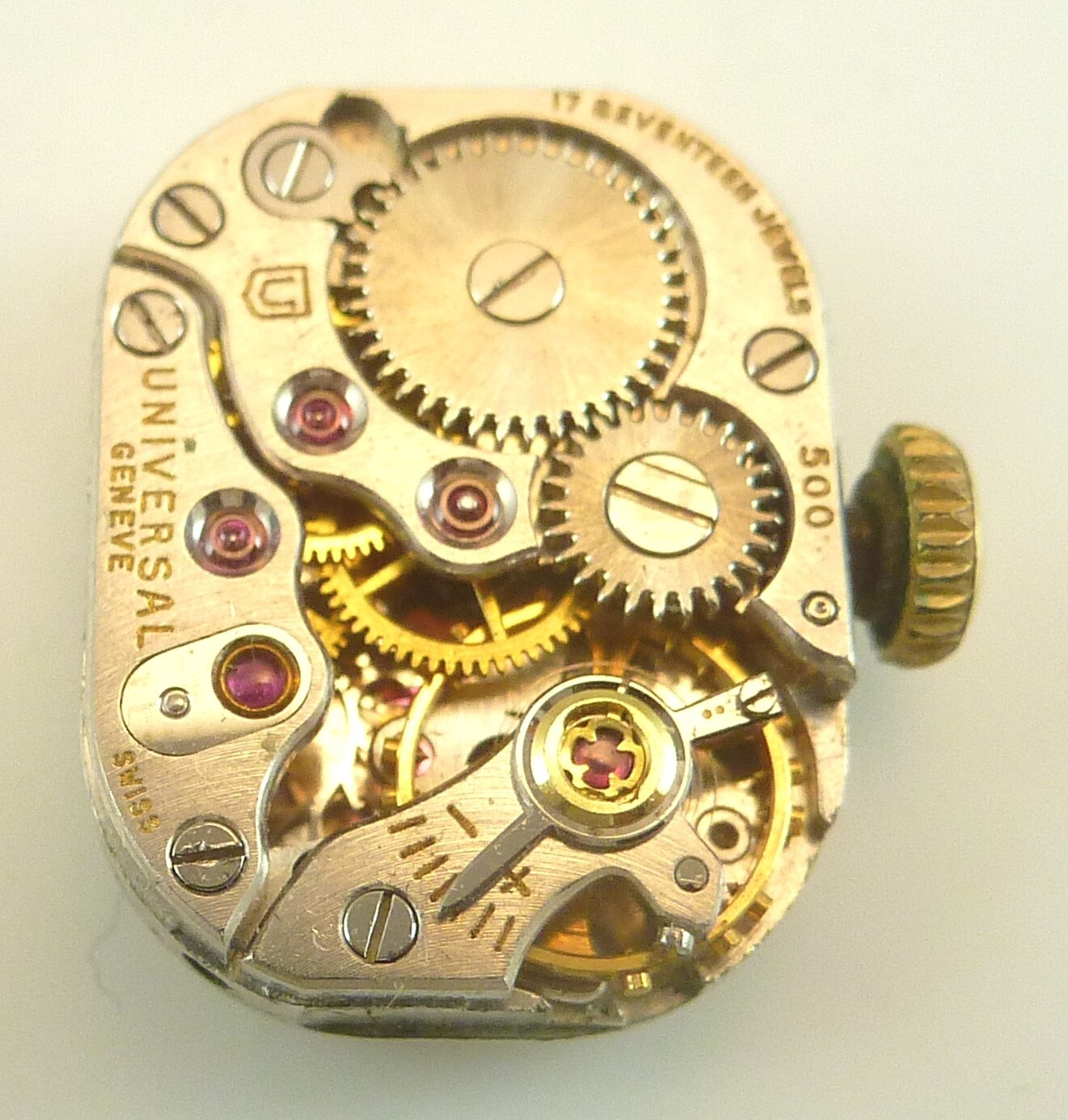 Universal Geneve 500 Wrist Watch Movement – Good Balance – Parts / Repair