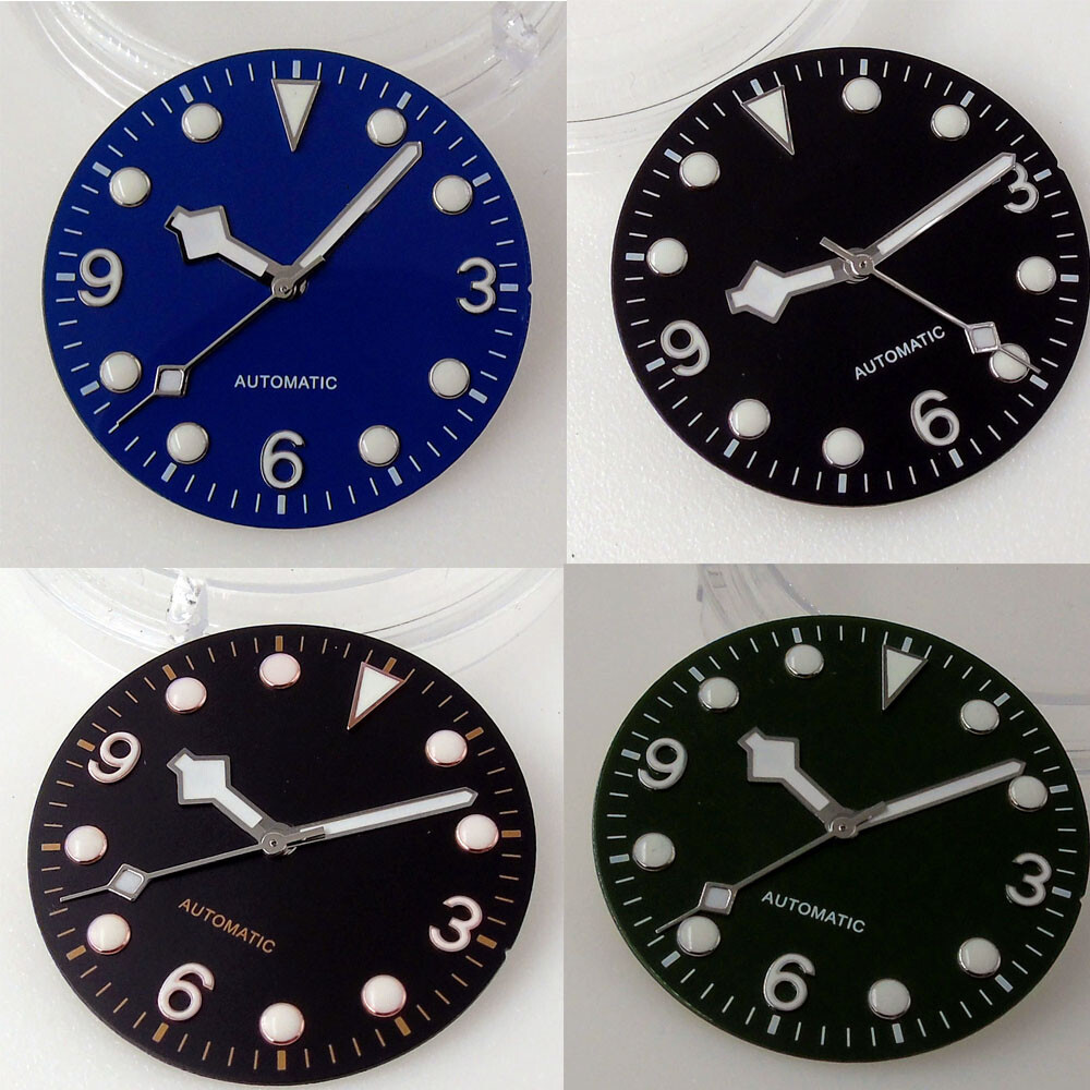 Bliger 29.2mm Black Watch Dial Snowflake Hand Fit NH35 NH36 Date Luminous Index