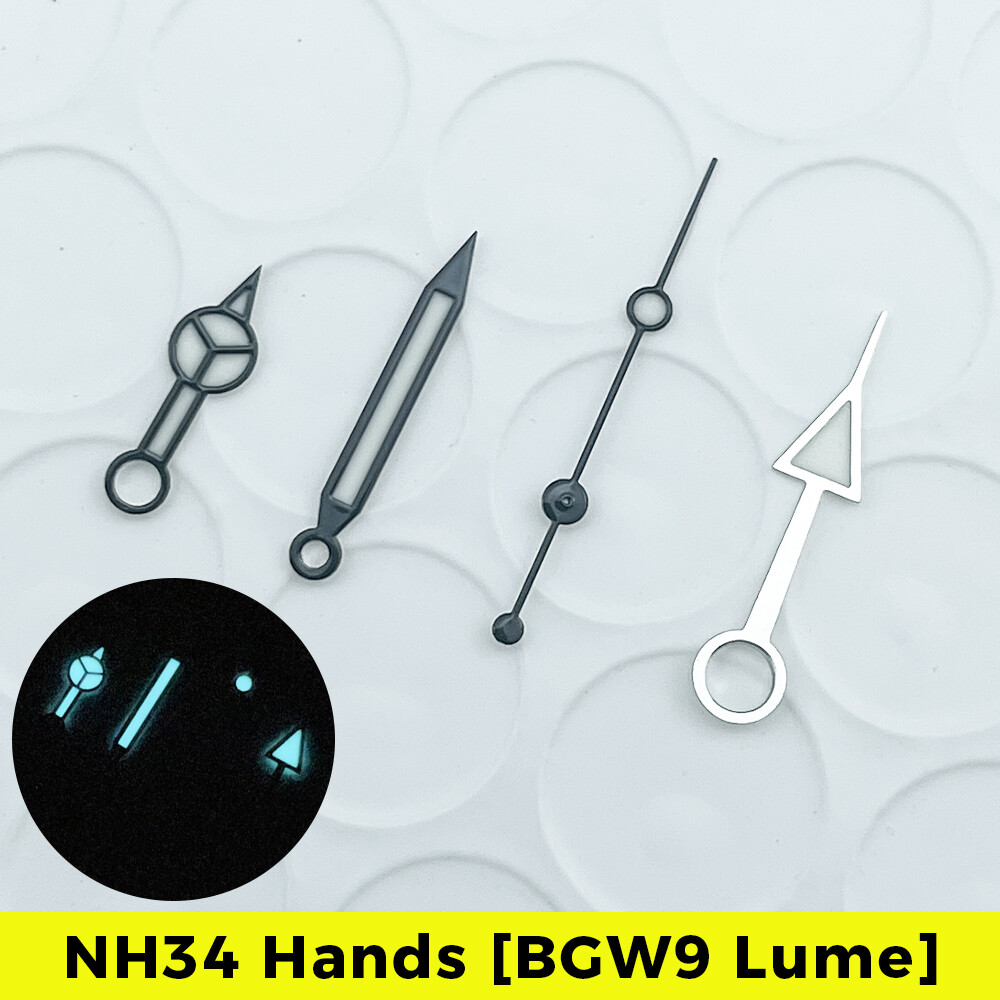 NH34A Watch Hands NH34 BGW9 Lume SKX SSK MOD 24 Hours Black Blue Benz GMT