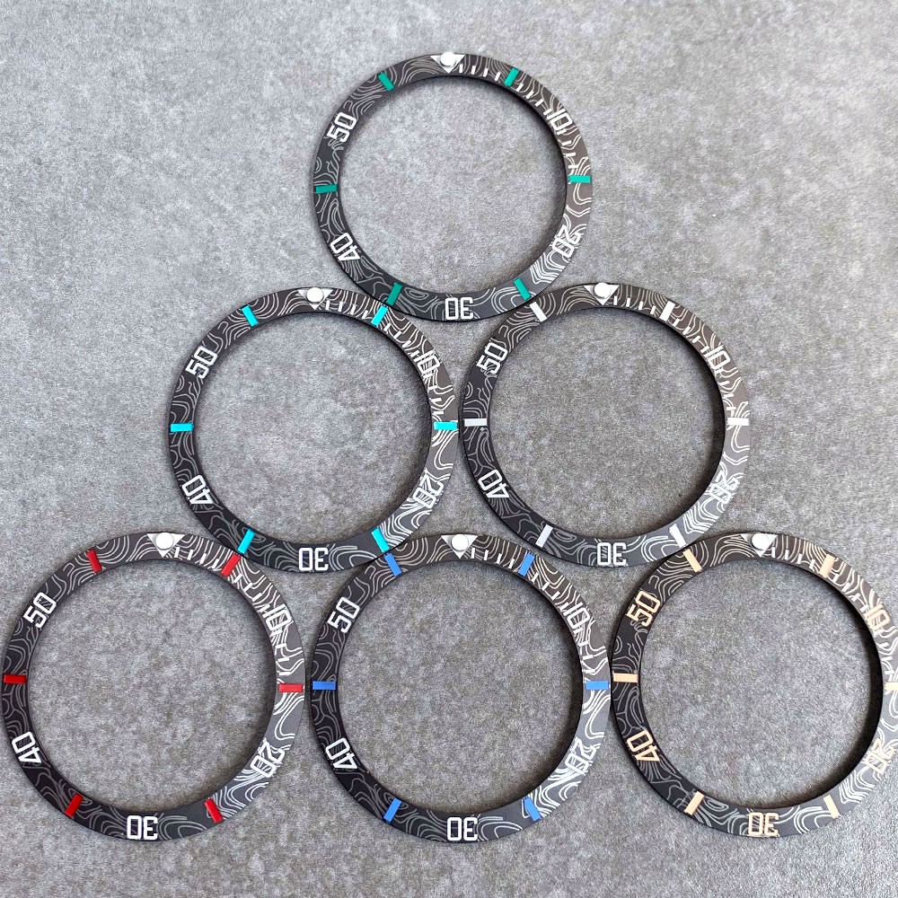 Ceramic 38mm Bezel Insert Carbon Fibre Design For SUB GMT NH35 Mod Diving Watch
