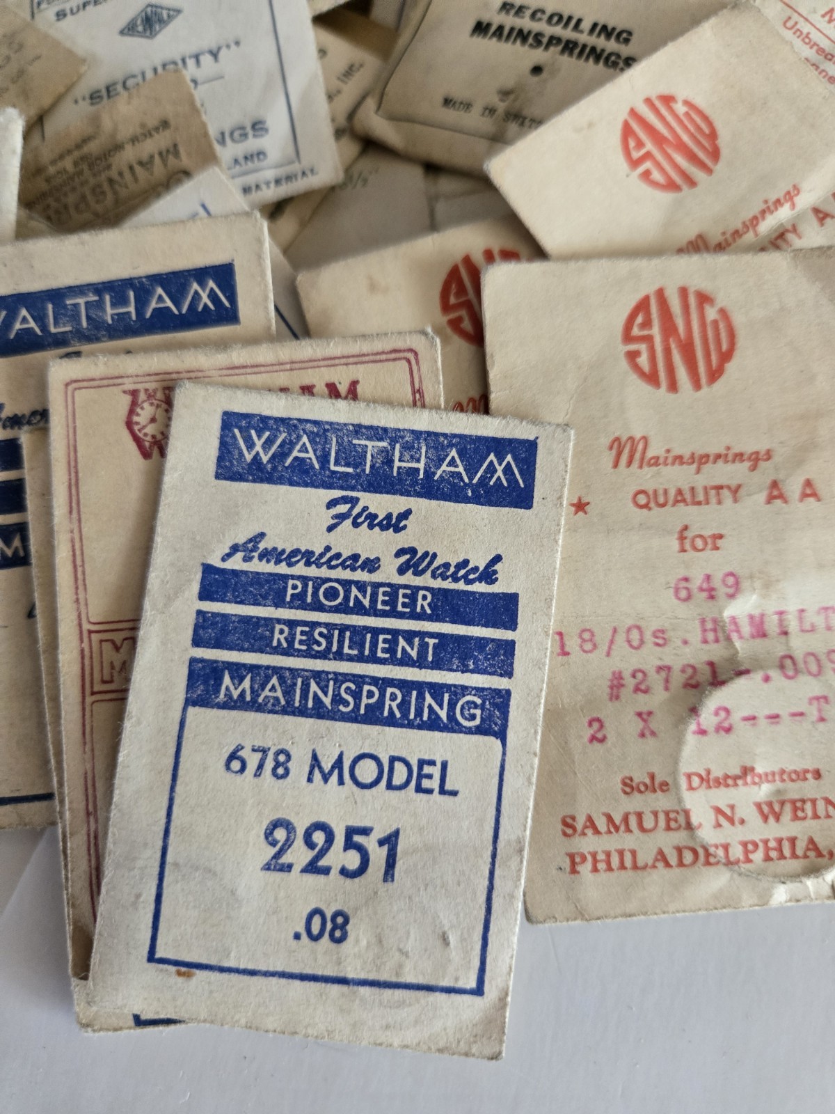 Vtg Watchmaker NOS Watch Mainspring Lot Bulova, Elgin, Hamilton, Gruen, Longines