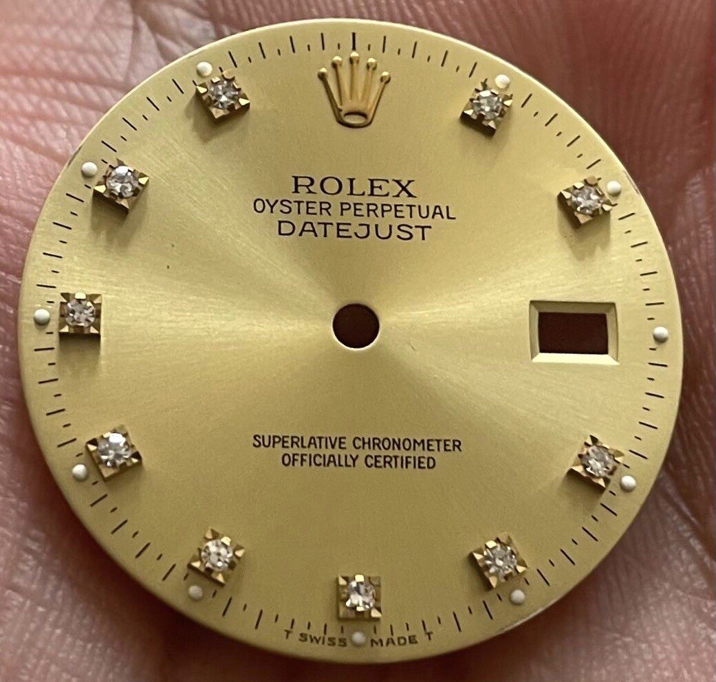 Authentic factory 36mm Rolex datejust Yellow diamond Dial for quick Set watch