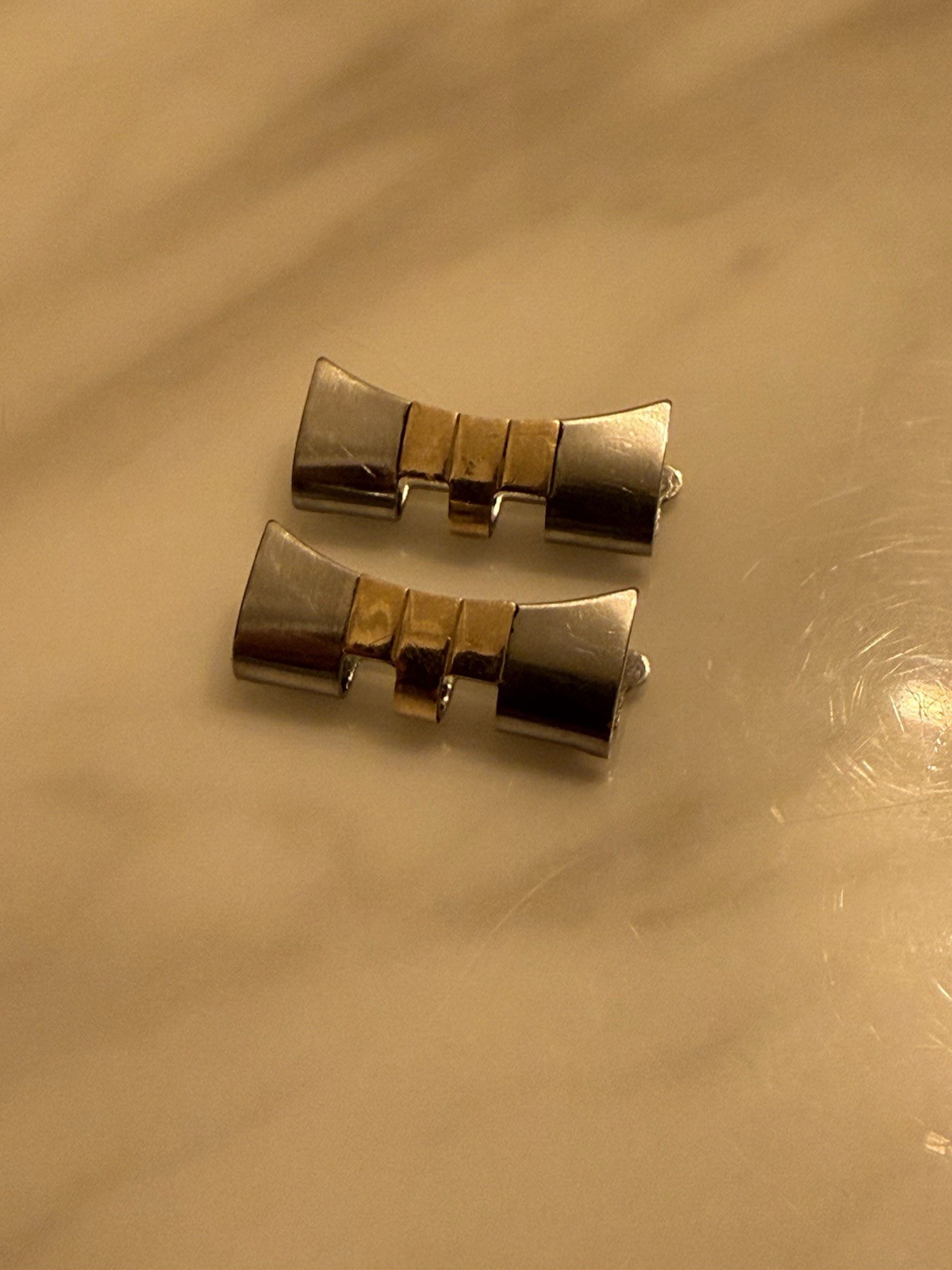 Authentic Vintage Rolex 455B End Links YG & SS 20mm #535