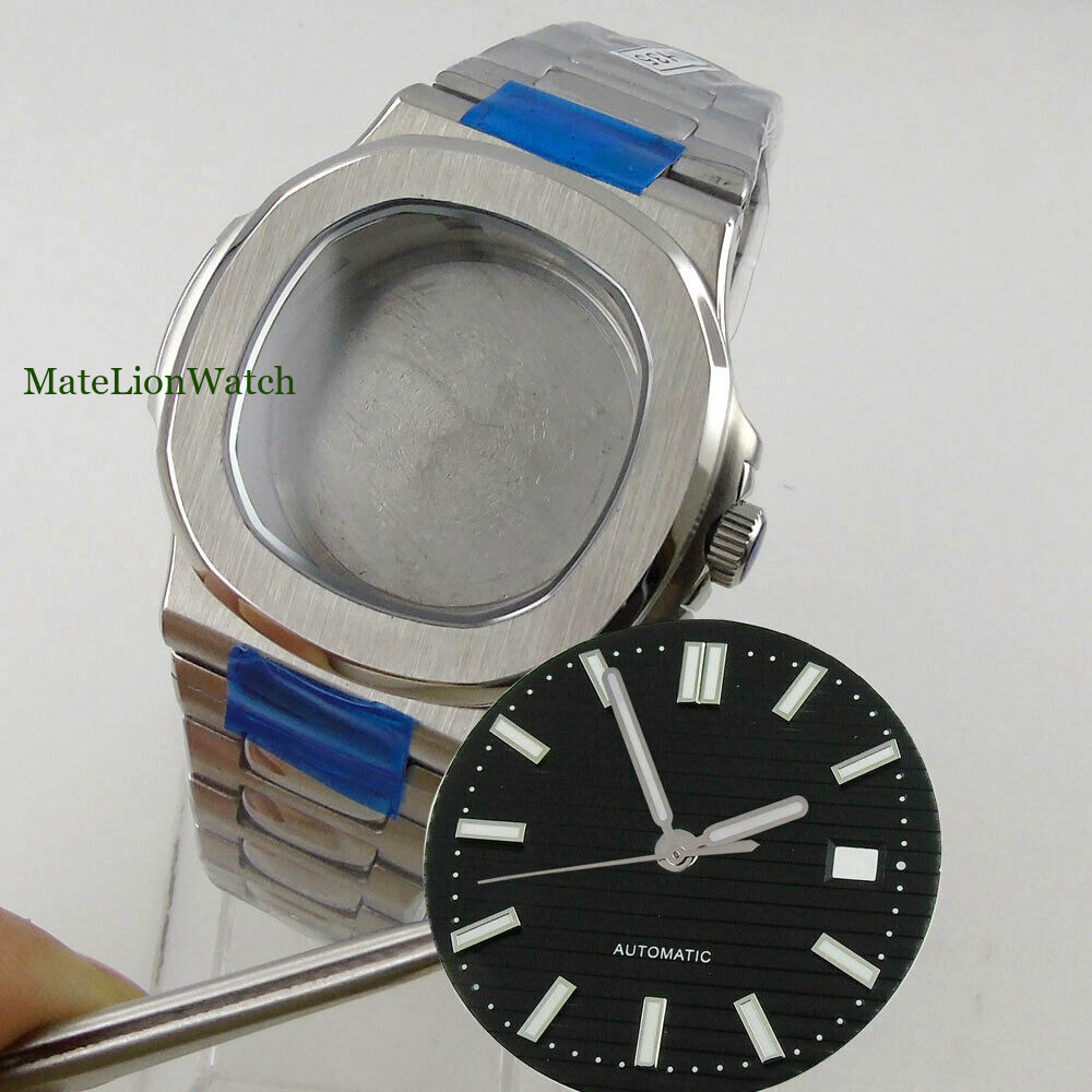 Sapphire Crystal 40mm Square Watch Case+Dial Fit NH35A Miyota821A DG2813 ETA2824