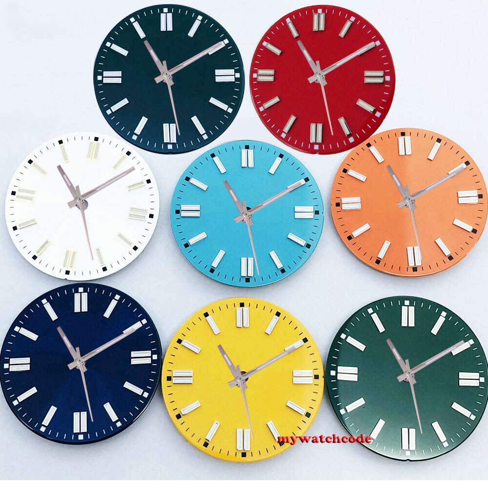 29MM Blue Black White Watch Dial Luminous Marks For Miyota 8215 2824 NH35A NH36A