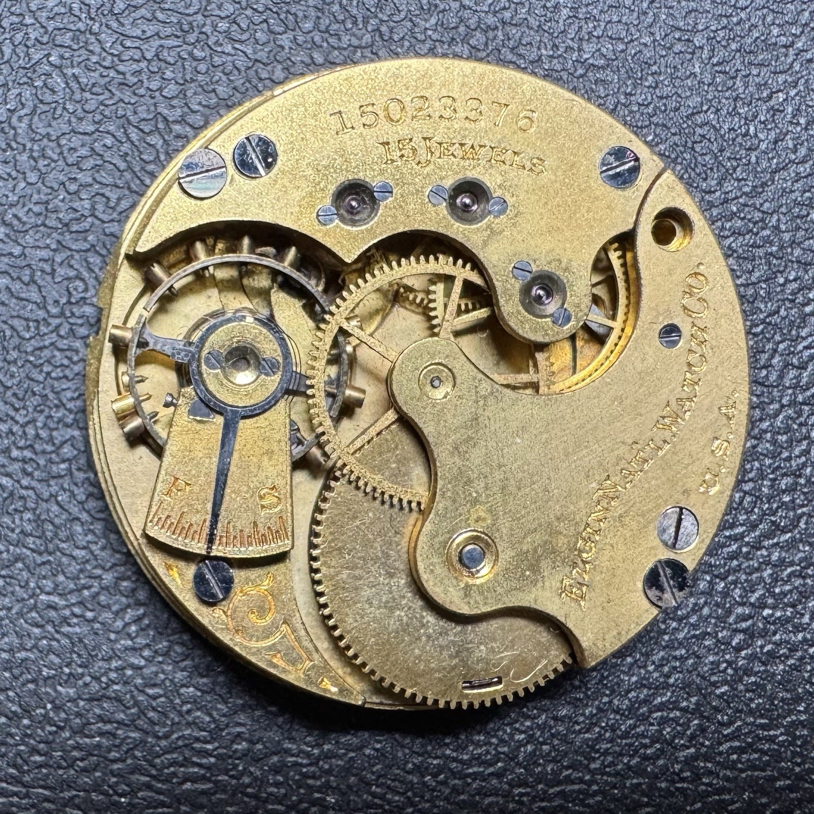 1911 ELGIN 6S 15J GRADE 325 PW PS POCKET WATCH MOVEMENT & DIAL
