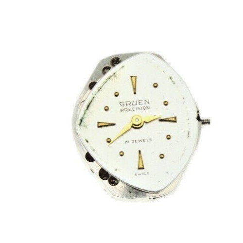 Gruen Precision Model N225R Vintage Used 17 J Watch Movement 6.75 x 7.75”’ Runs