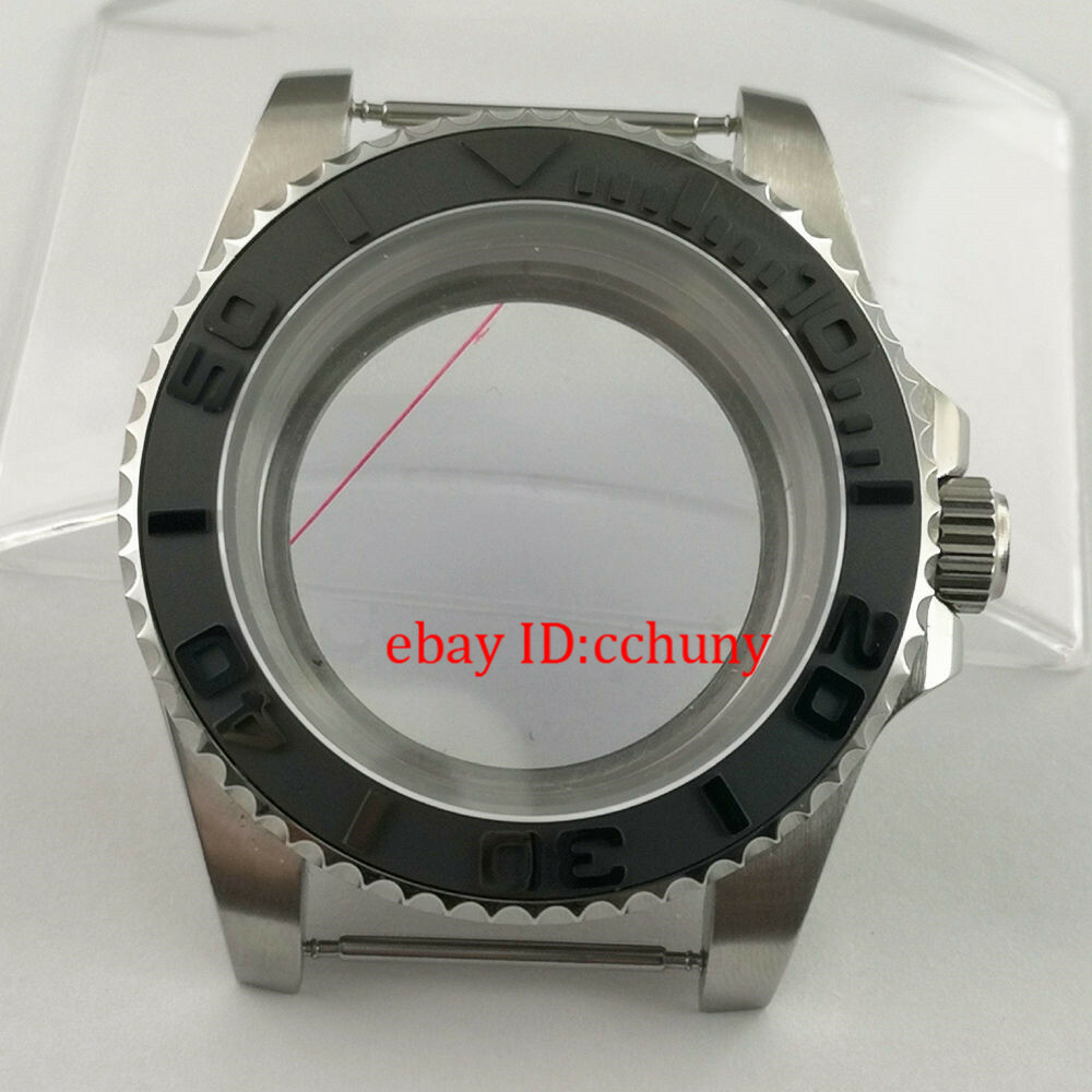 40mm sapphire glass Watch Case Ceramic Full Black Bezel Fit NH35 NH36 Movement