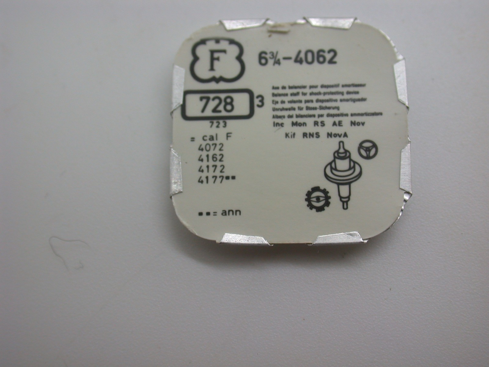 Felsa (F) Balance Staff Part #724 Calibre 465, 700, 1560, 4000, 4062, 4550 New