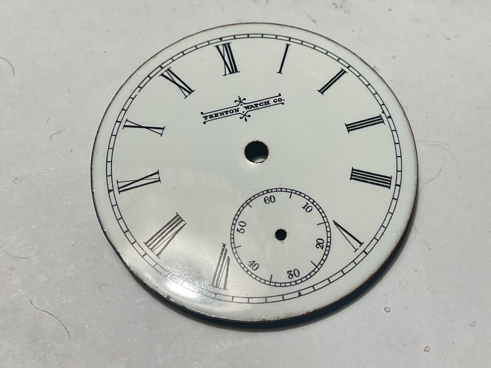 Minty ~ TRENTON WATCH CO. White Enamel Dial~18 Size