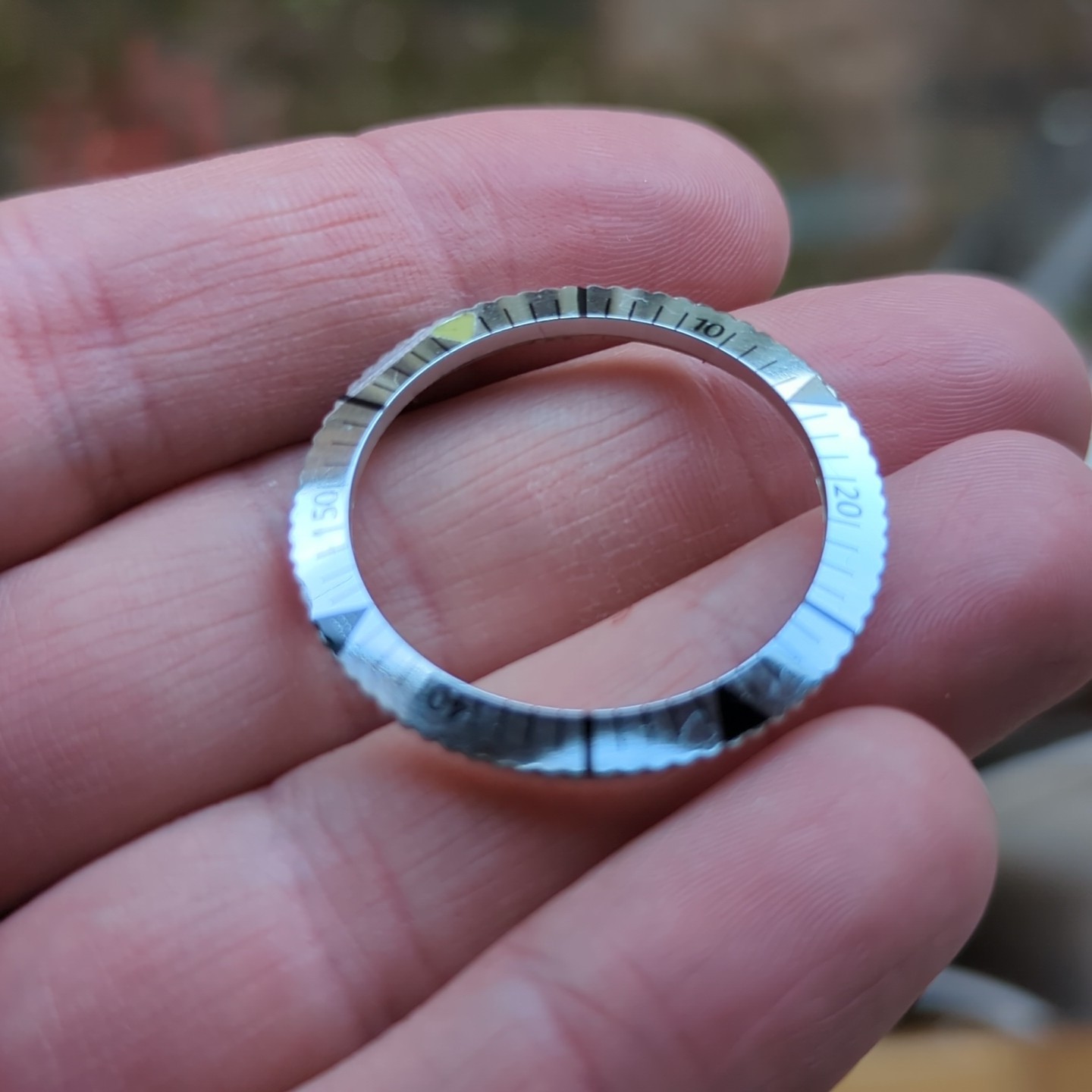 1960s Silver Divers Watch Bezel 35.5mm NOS Part (Y7)