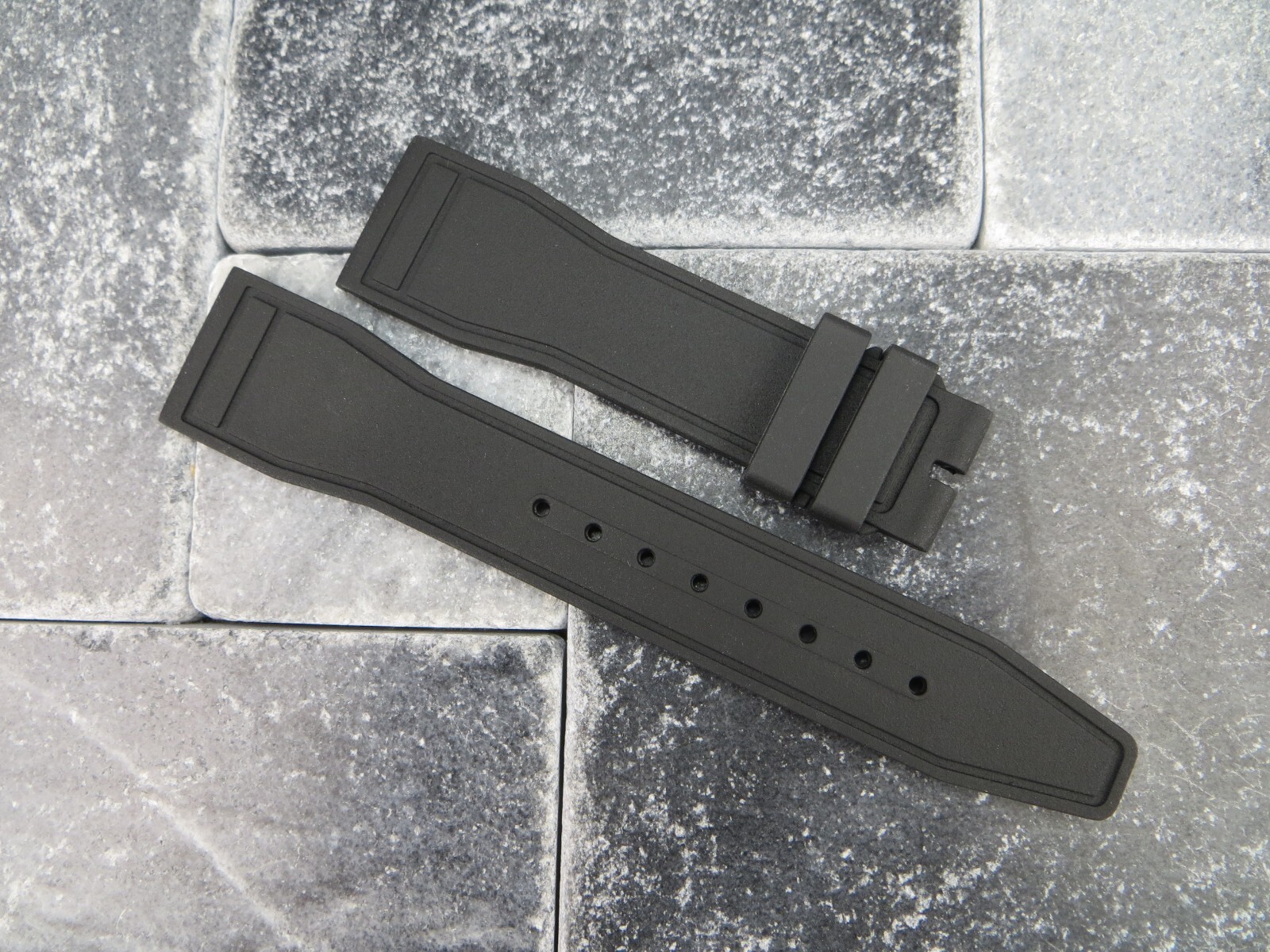 22mm Genuine Rubber Strap Black Diver Watch Band for IWC BIG PILOT Portugieser R