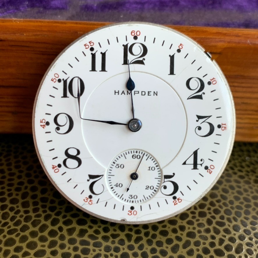 1915 Hampden Grade: No. 105 16S 21 Jewels Pocket Watch Movement Runs