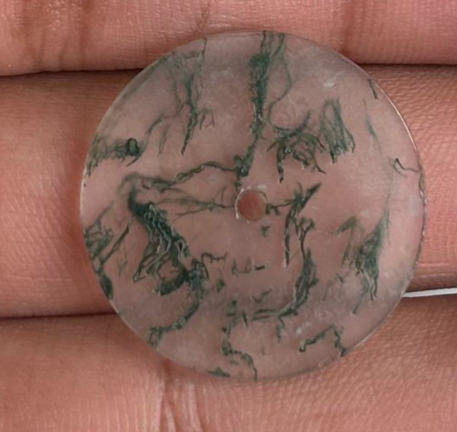 Moss Agate Watch Dial, 24.5mm Round Stone Disc for Jewelry Making GMC-313