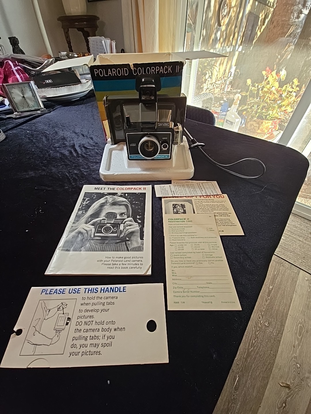Polaroid Colorpack II Land Camera With Original Box And All Papers Black Vtg