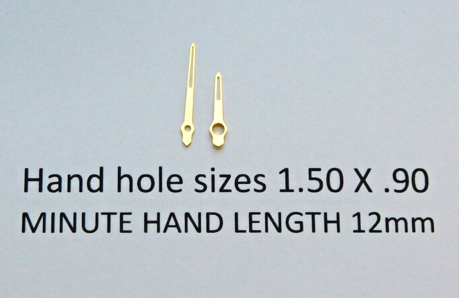 Skeleton pencil watch hands w/counterpoise GILT 1.20 x .70 or 1.50 x .90 x 1 pr