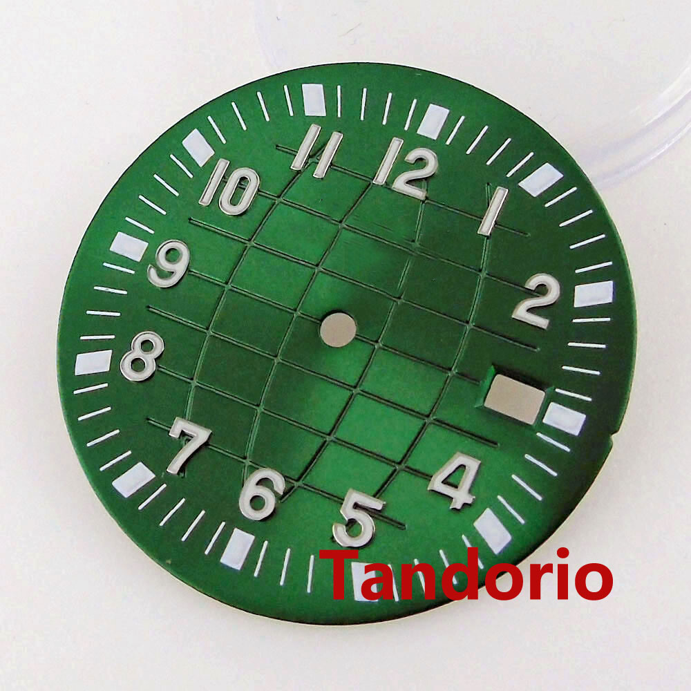 32.9mm Grid Green/Red Dial Fit NH35 NH36 7s26 Movement Green Luminous Index Date