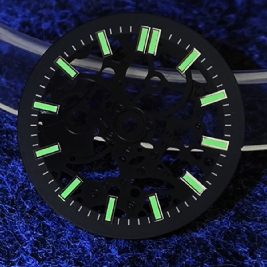 NH70 Dial 29.8mm Openworked Dial + Case + Hand Green Lume for NH70/NH38 Movement