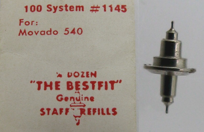 Movado watch part movement caliber 540 balance staff #723 BF 100/1145