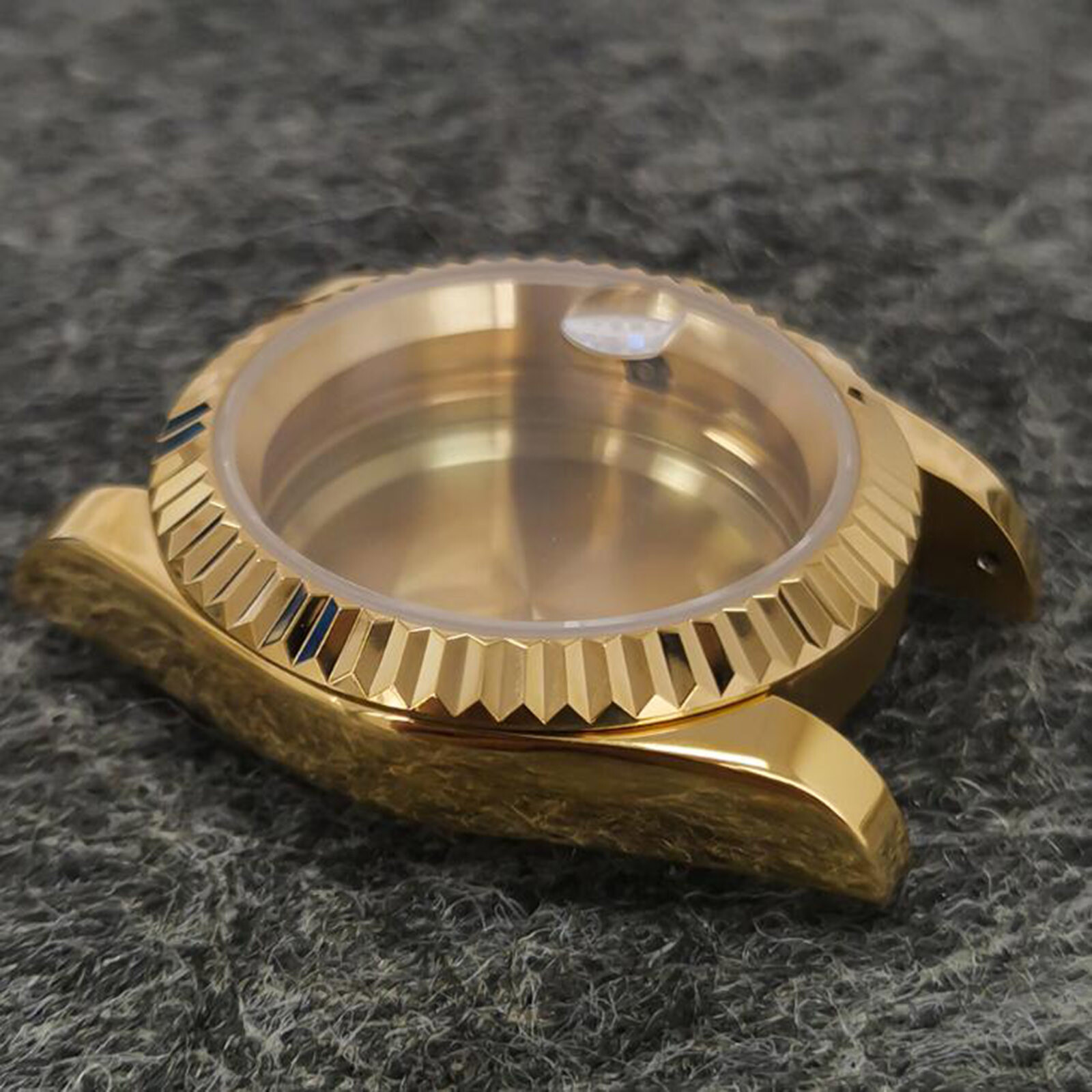 For NH35/36 Movement PVD Gold Tooth Ring/Oyster Stainless Steel Watch Case 39mm