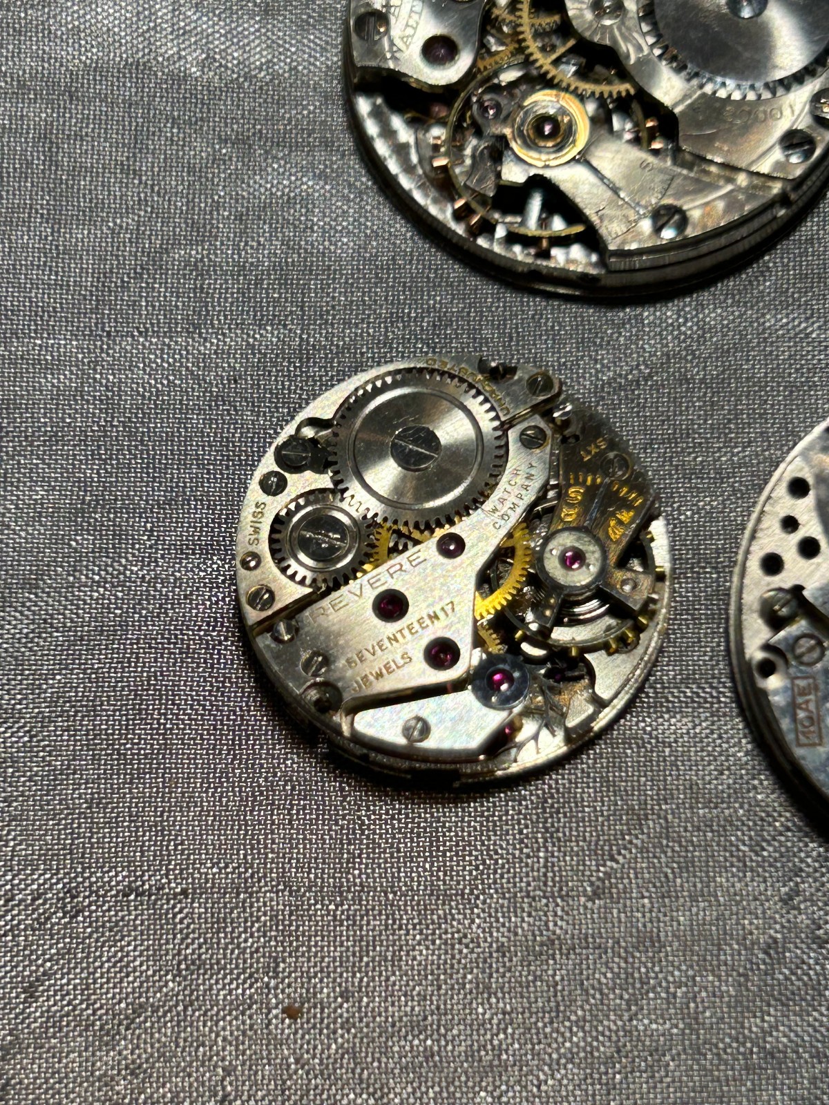 9) VINTAGE WATCH PARTS -BULOVA-HAAS-ETNA-REVERE-WALTHAM-GRUEN FACE ONLY