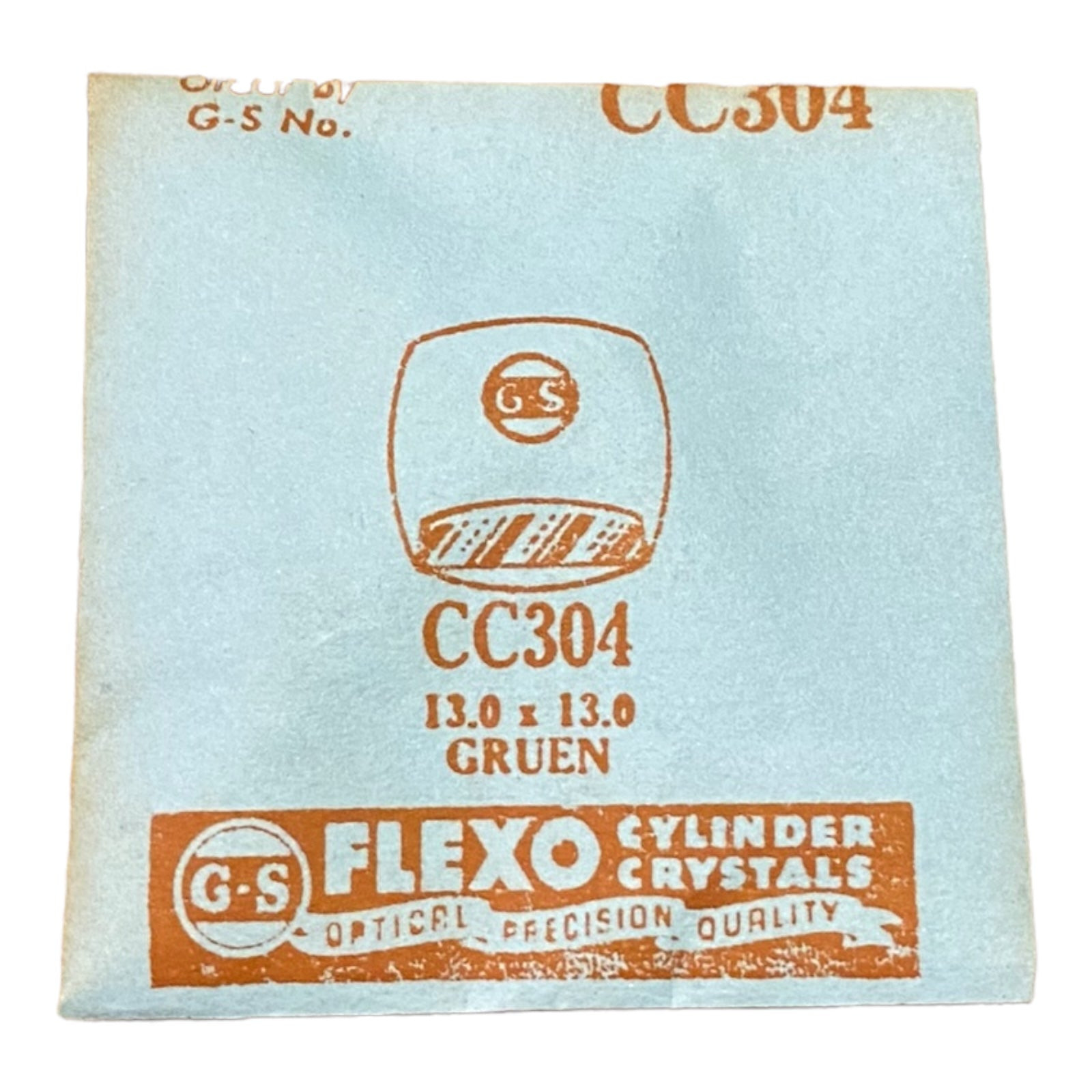 Germanow-Simon Mach (GS) CC304 Watch Crystal 13.0×13.0 NOS Part Flexo Gruen
