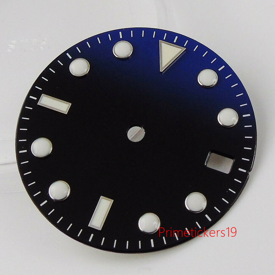 28.5mm Sunburst Watch Dial Face Date Fit NH35/NH35A Automatic Movement Blue Lume
