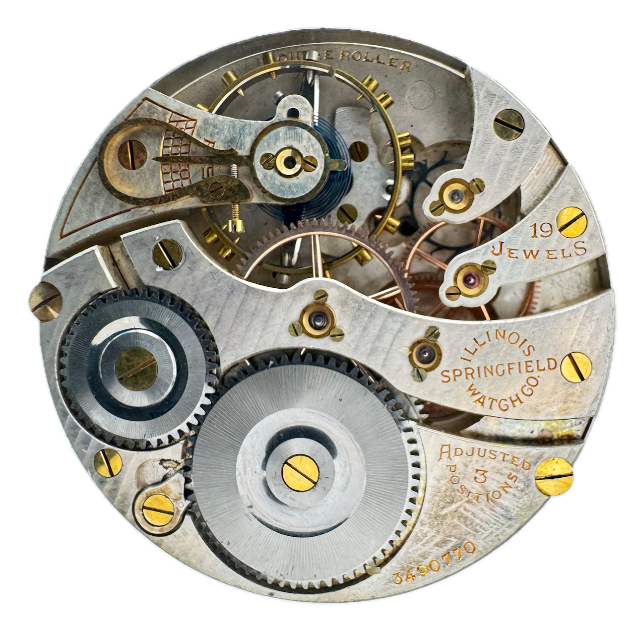 Antique 16s Illinois Pinstripe Double Sunk Mechanical Pocket Watch Movement 706