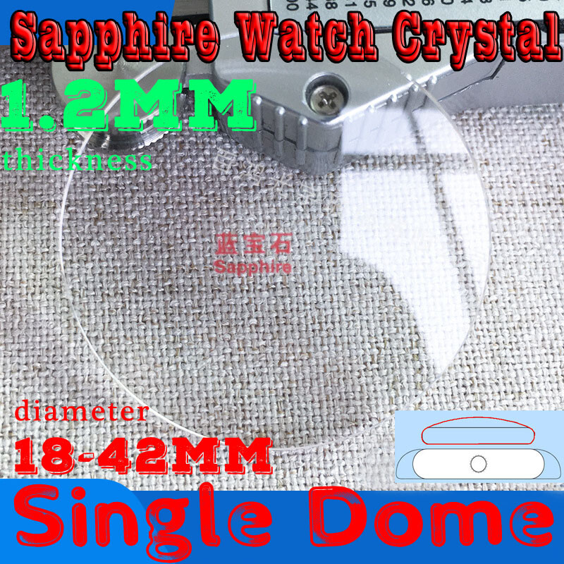1.2mm Sapphire Crystal Single Dome Watch Glass Round Mineral Lens 18-42mm Mirror