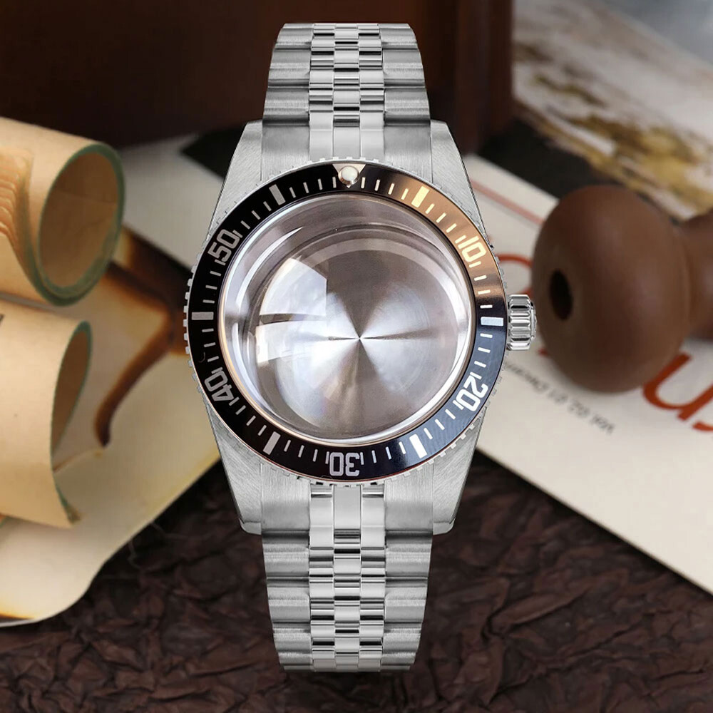38mm Stainless Steel Brushed 200M Diver Watch Case Fit NH34 NH35 Domed Sapphire