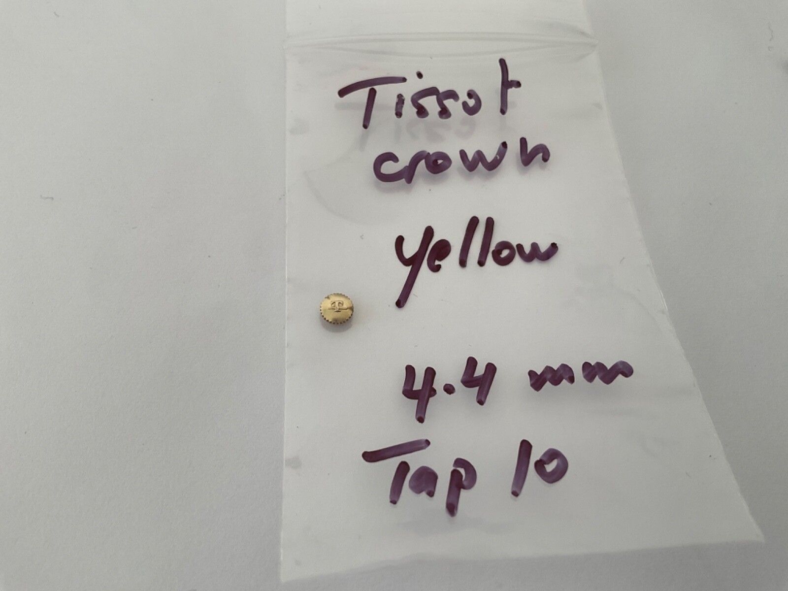 TISSOT CROWN WATCH PART SIGNED “T” Yellow Tap 10 ,4.4 mm diameter