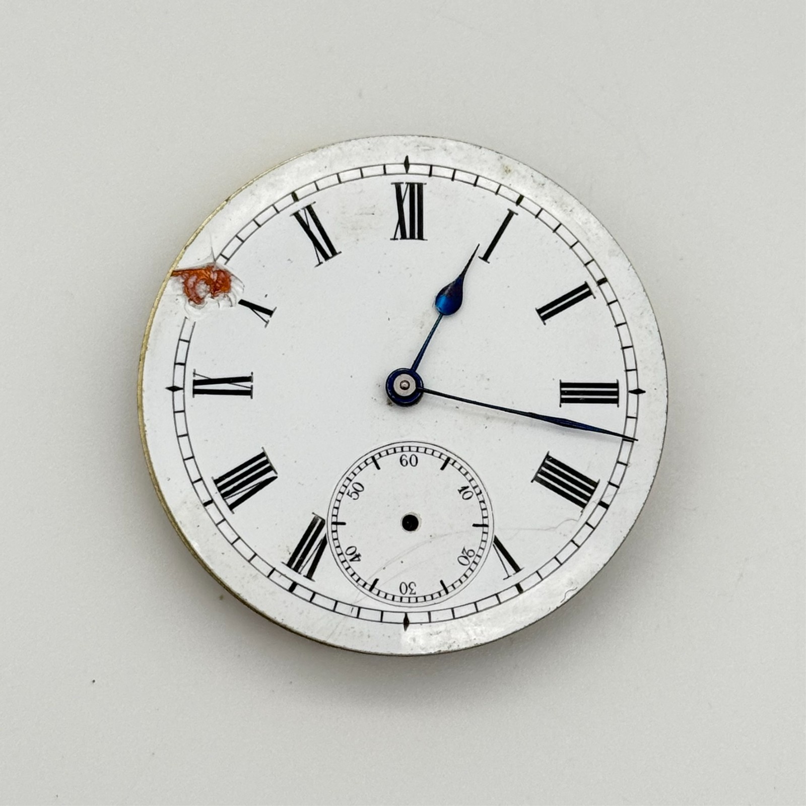 Antique Brevete 9878 Mechanical Pocket Watch Movement, Small Sec, 44mm FOR PARTS