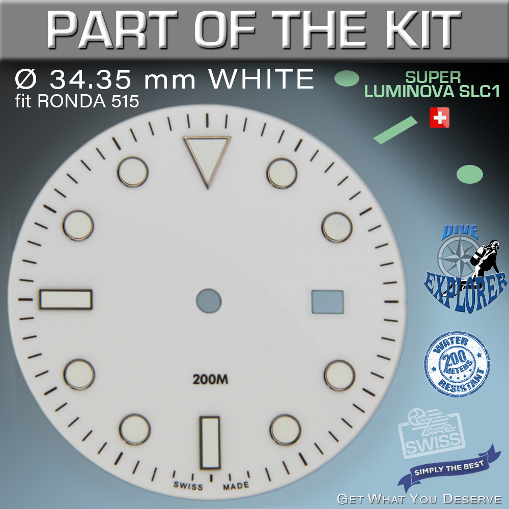 DO IT YOURSELF KIT DIVER GMT 200M CASE 45.6MM, DIAL, HANDS fit RONDA 515 QUARTZ