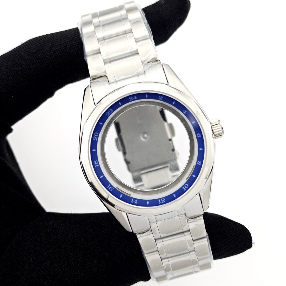 39mm GMT Style Case Two-Tone Bezel Steel Bracelet Fit Auto Mod