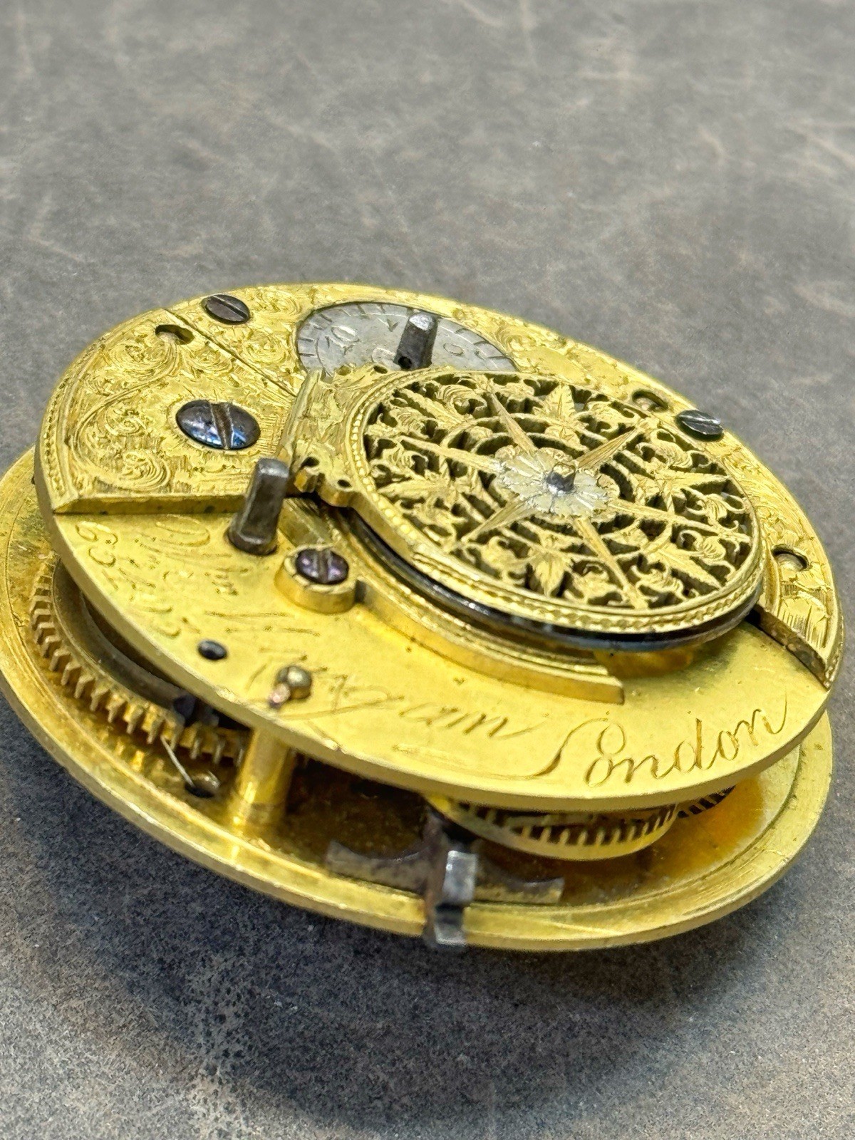 Antique William Morgan London Verge Fusee Pocket Watch Movement Repair