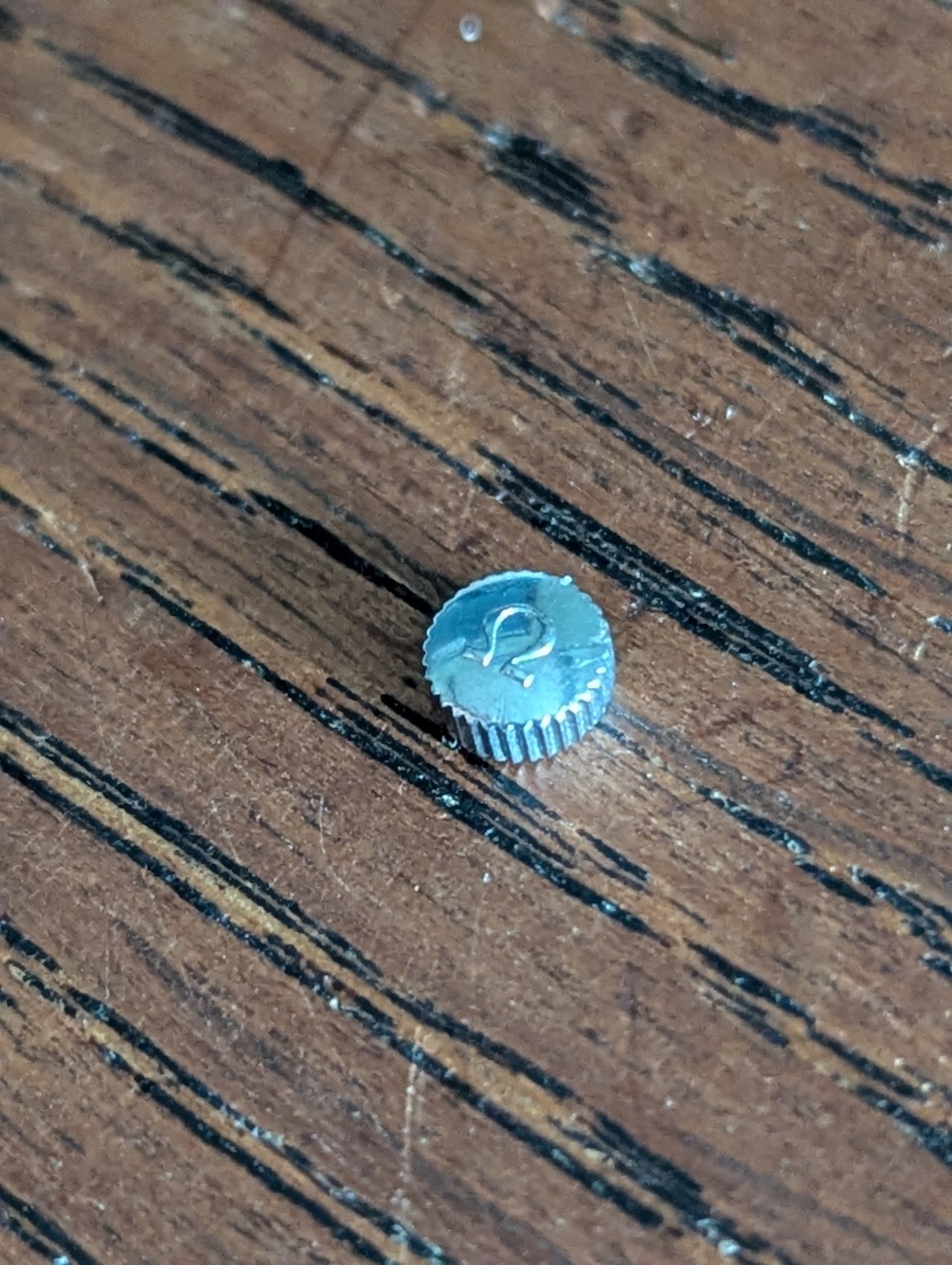 Omega Watch Crown, 4.9mm X 2.7mm, Tap 9, Used, Watchmaker Part #S814