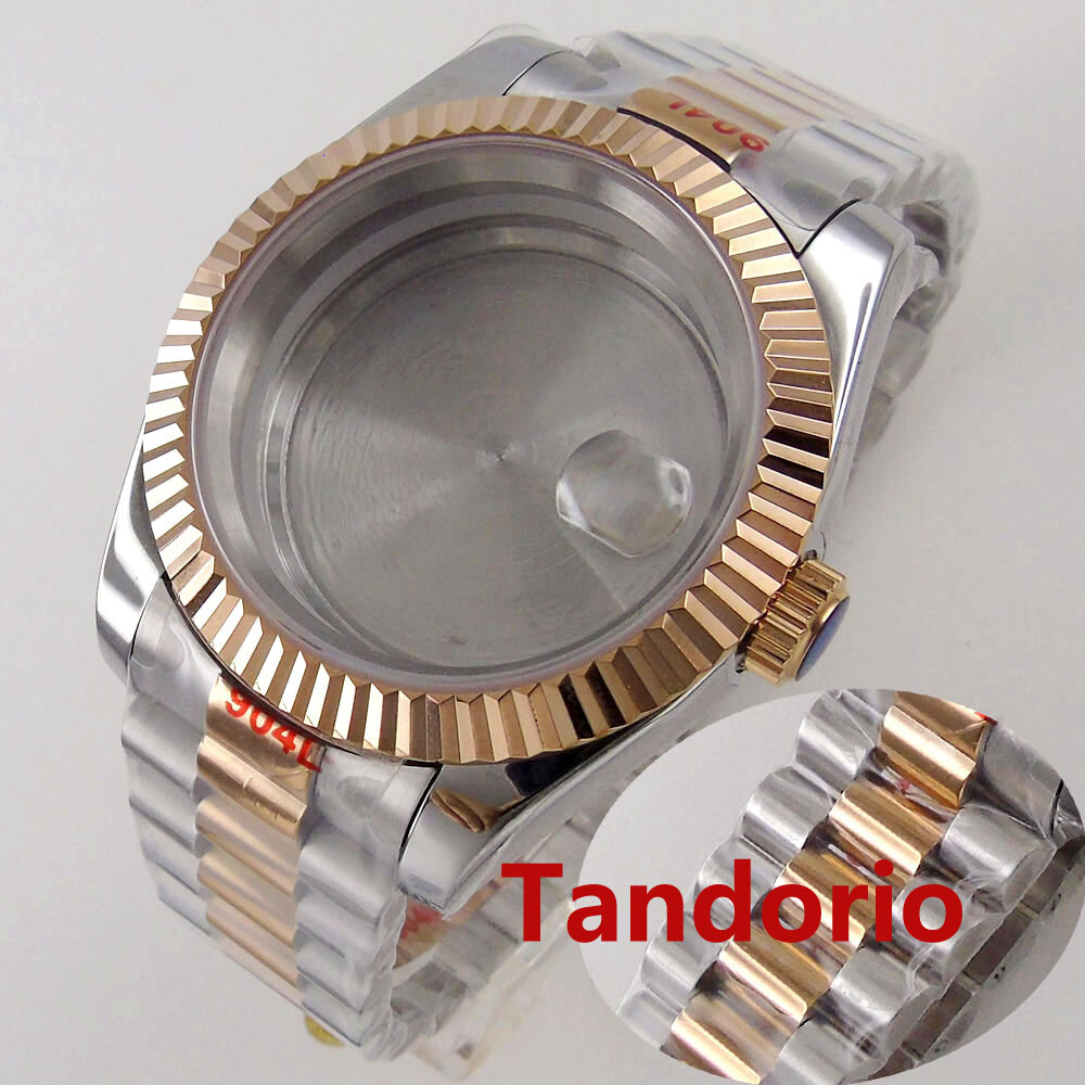 36mm/39mm Rose Gold Sapphire Glass Fit NH35 MIYOTA ETA2836 Stainless Strap