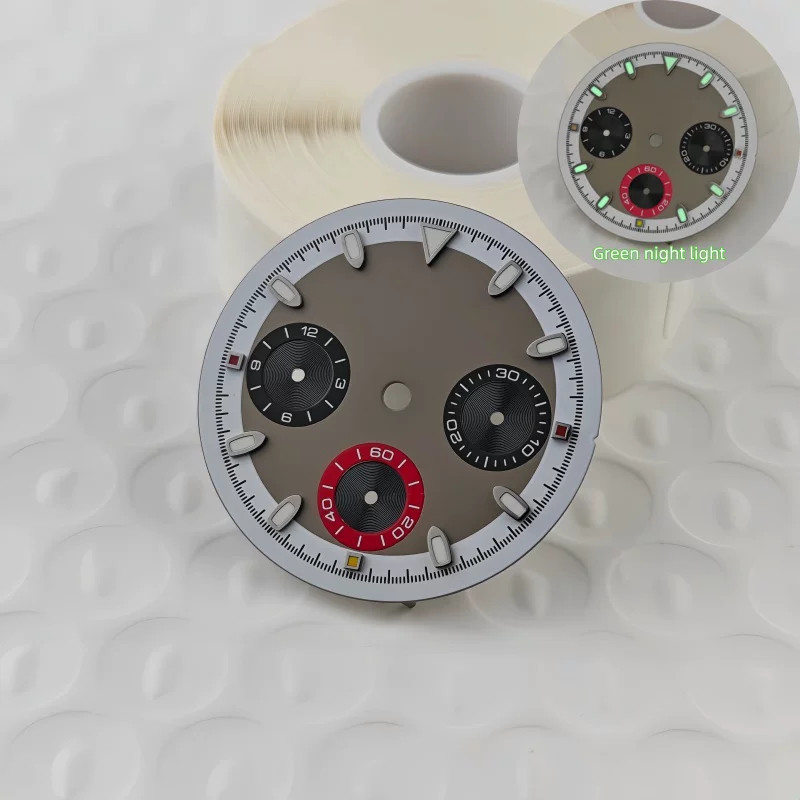 29.5mm Gray Watch Dial Green Luminous for Vk63 Movement Watch Parts