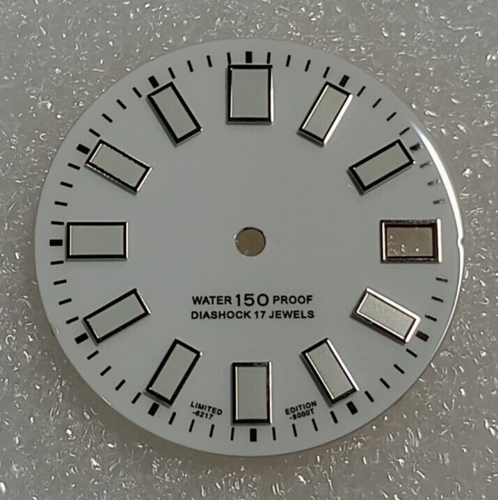 ⚪ WHITE 62MAS DIAL FOR SEIKO NH35 MOVEMENT DIAL LEGS AT 3 GLOSS FINISH NO LOGO