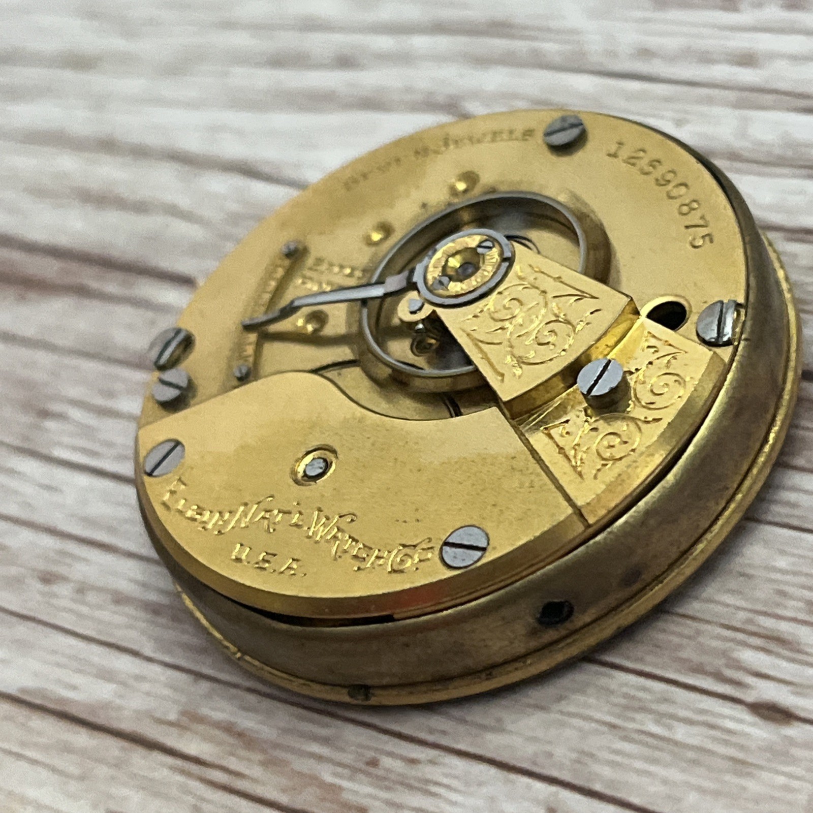 Elgin Grade 294 18s 17j FreeMason Painted Dial Pocket Watch Movement Runs EXC