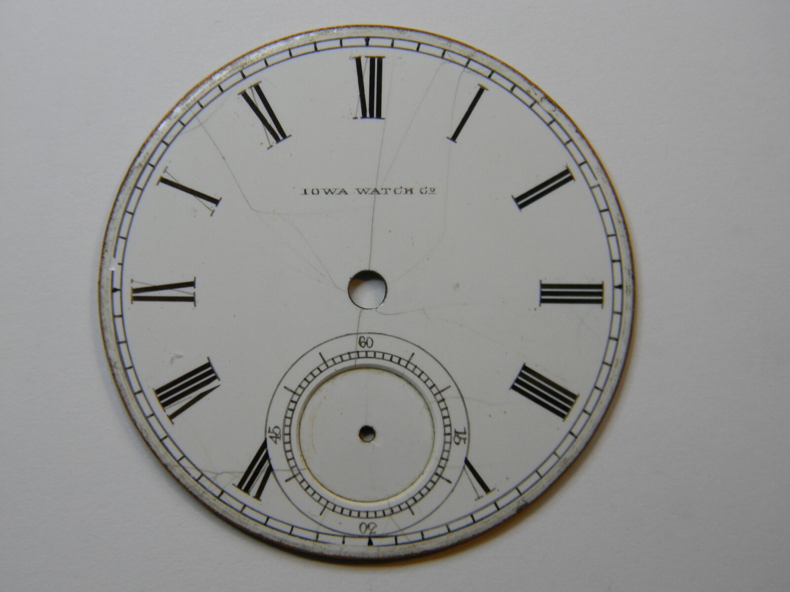 RARE ILLINOIS IOWA WATCH CO. PRIVATE LABEL POCKET WATCH DIAL 45.6mm – REPAIR
