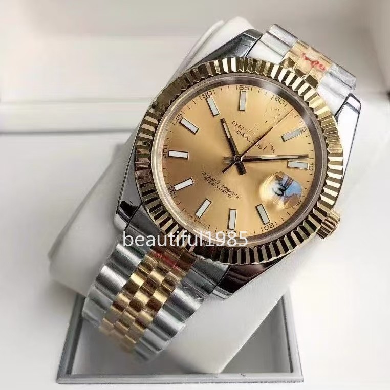 DIY Watch Part Kit for Datejust 2824 41mm Two tone Case+Dial+Hands+Steel Strap
