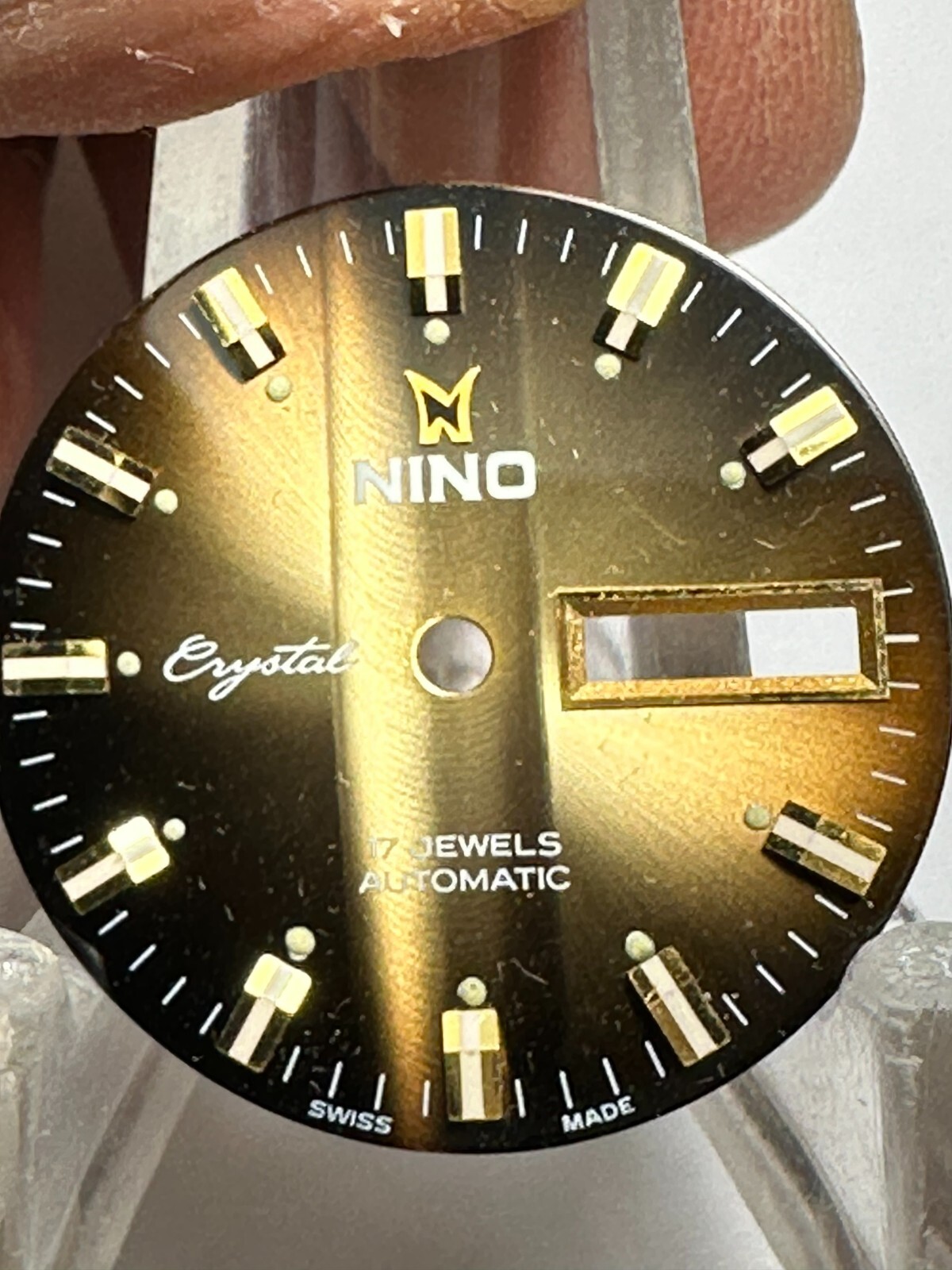 NEW OLD STOCK NINO WRISTWATCH DAY/DATE DIAL 28.4mm BROWN DIAL