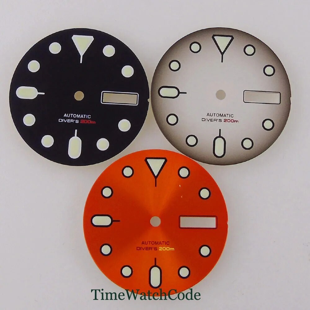 29mm Watch Dial Face Black Gray Orange Dial for NH36 for 3H 3.8H 4.1H Crown