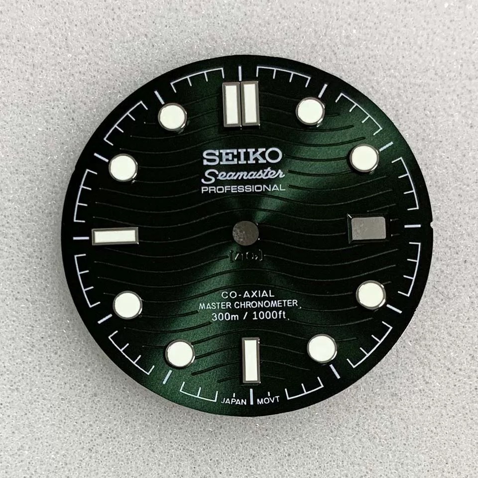 31mm Black Watch Dial+Hands Green Luminous for NH35 NH36 Movement Watch Parts