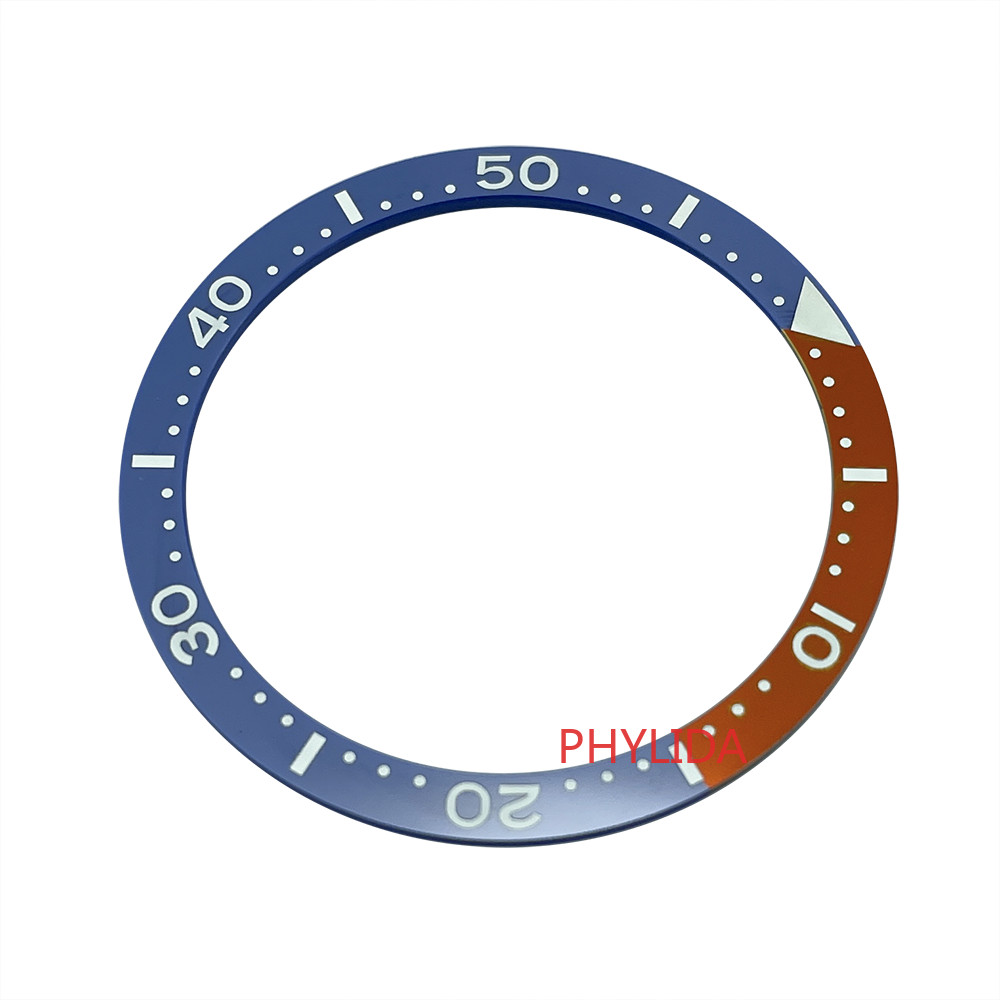 Flat 38mm C3 Lume Ceramic Bezel Insert SKX007 Mod PVD Red with Blue