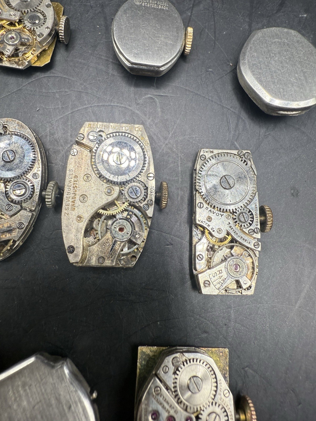LOT of 16 Vintage Ladies Watch Movements & Dials Various Brands For Parts/Repair