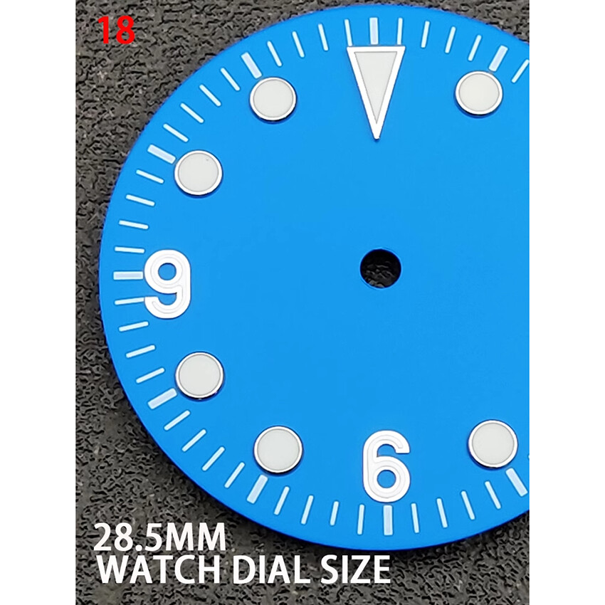 28.5MM Luminous Waterproof Watch Dial Metal Blue No- Logo for NH35 4R Movement