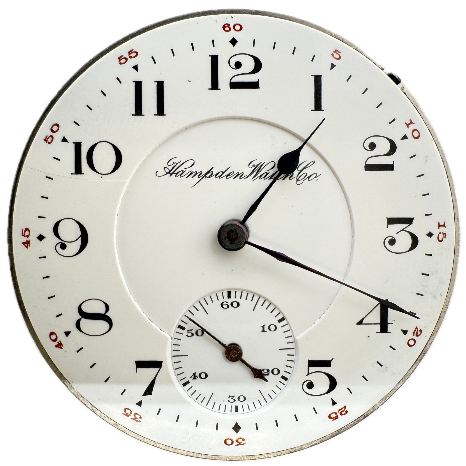Antique 16s 1911 Hampden 21 Jewel Spade Railroad Pocket Watch Movement 105