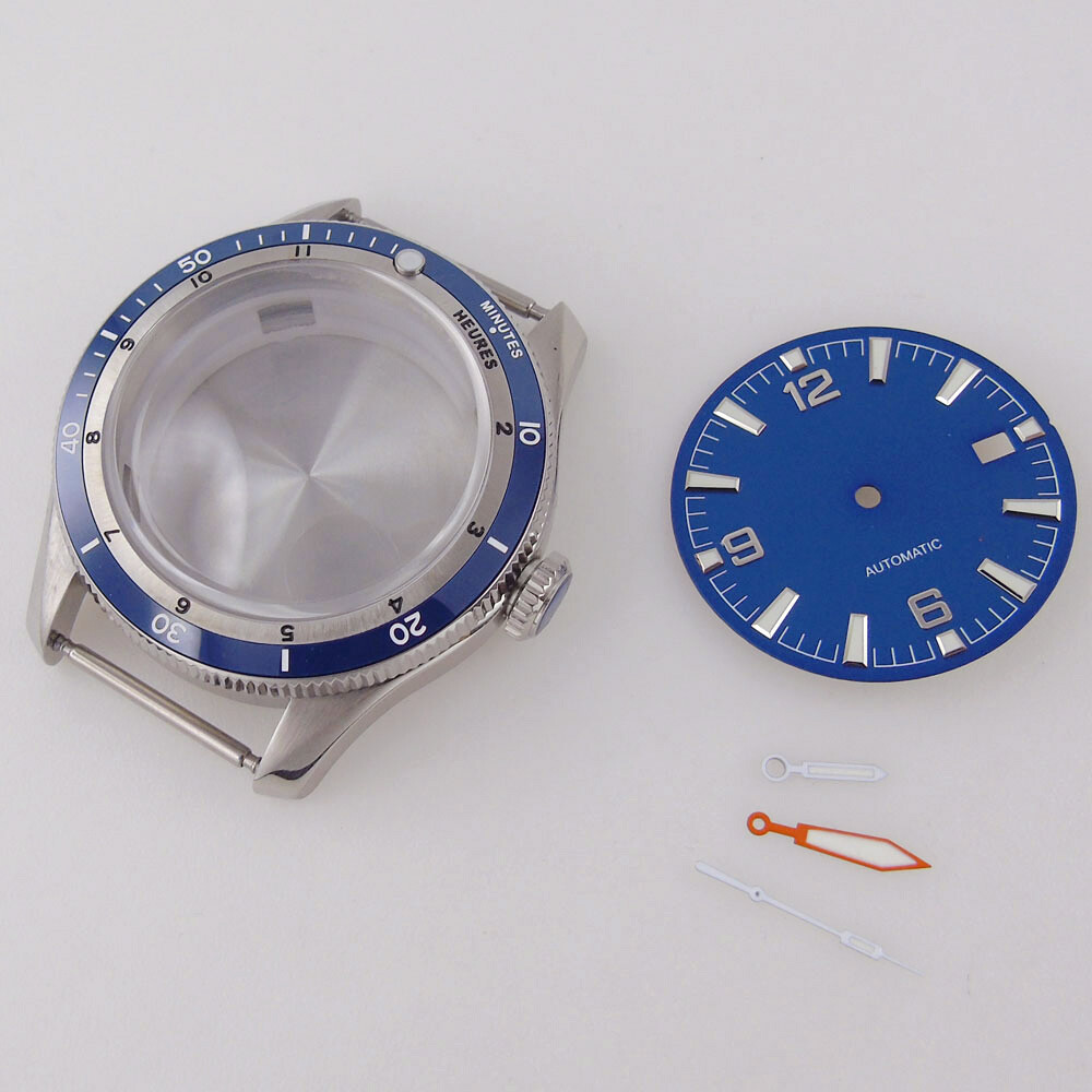 Top 40mm Bow Sapphire Glass Watch Case Fit Japan NH35 NH36 Ceramic Bezel